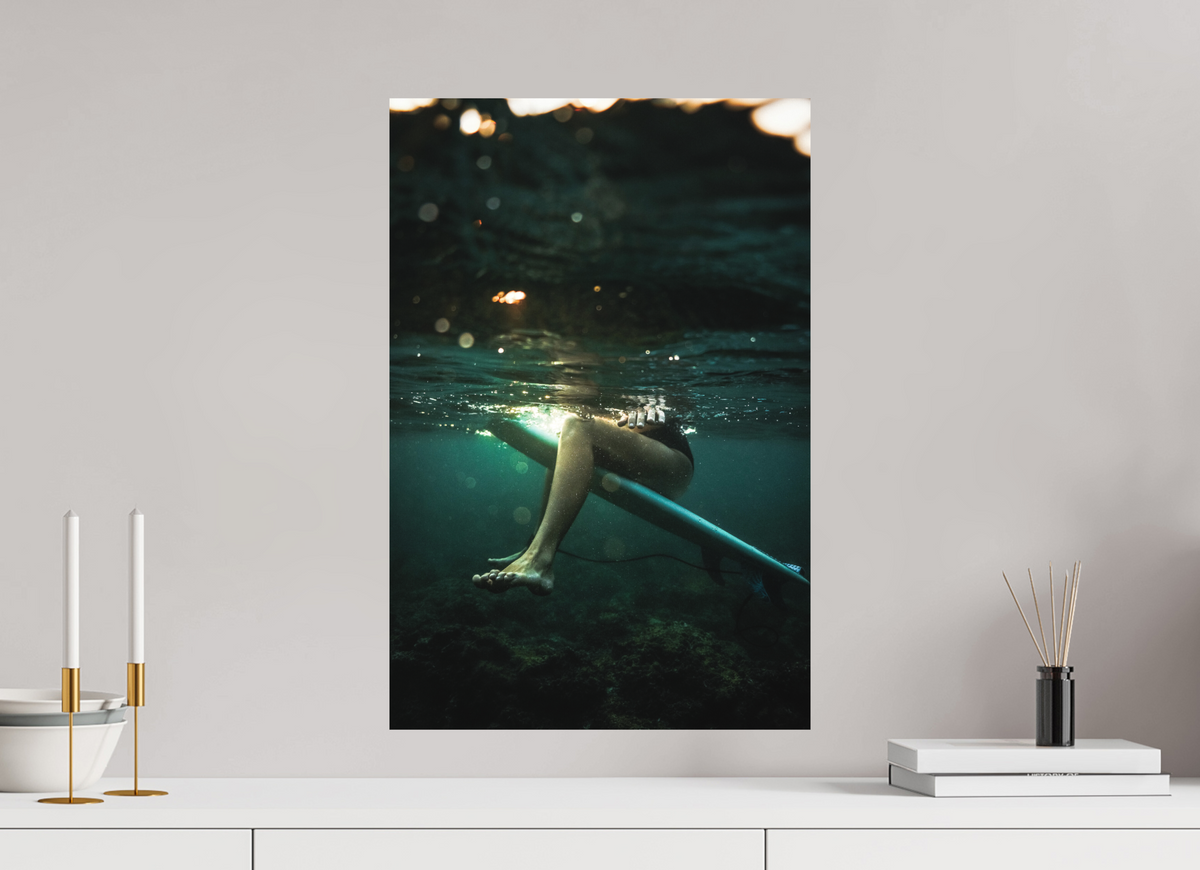 40 x 60 cm, Hahnemühle Torchon (tiefe, matt) Underwater Surfer Sri Lanka Print