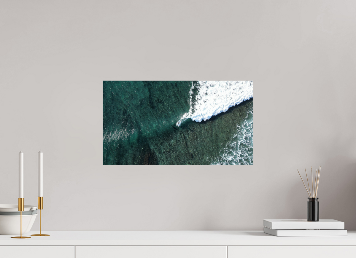 48 x 27 cm, Photo Rag Baryta (hochglänzend) Aerial Surfer Turquoise Wave Print
