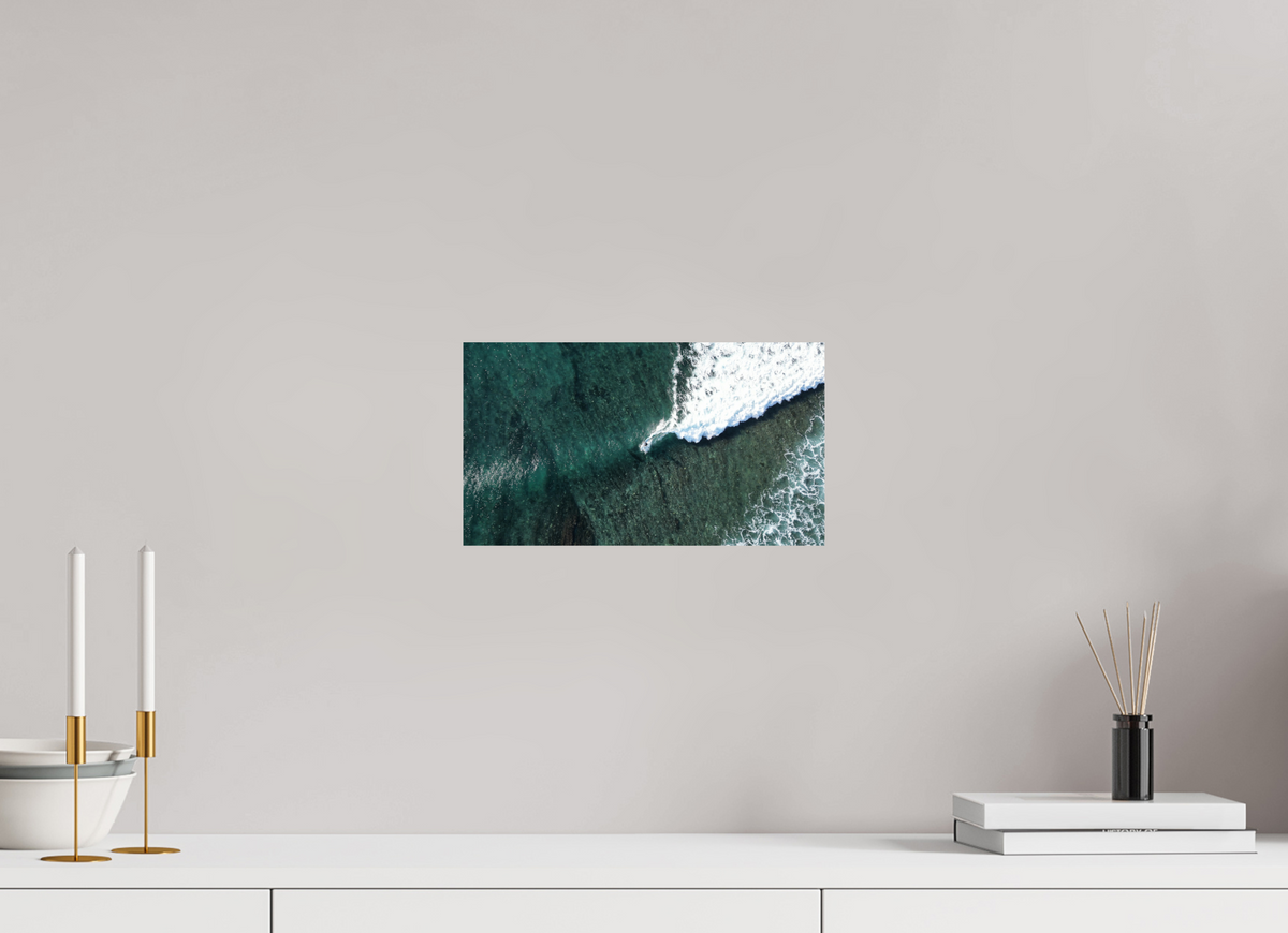32 x 18 cm, Photo Rag Baryta (hochglänzend) Aerial Surfer Turquoise Wave Print
